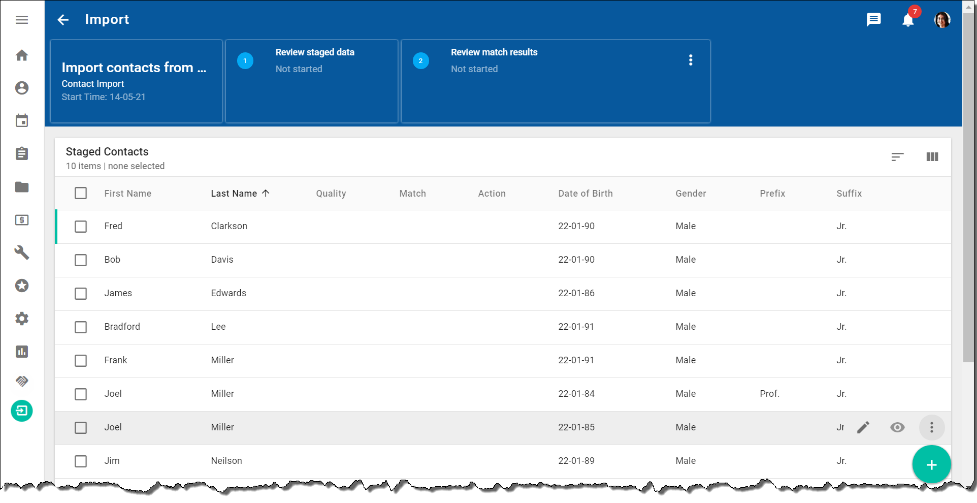 Import detail page