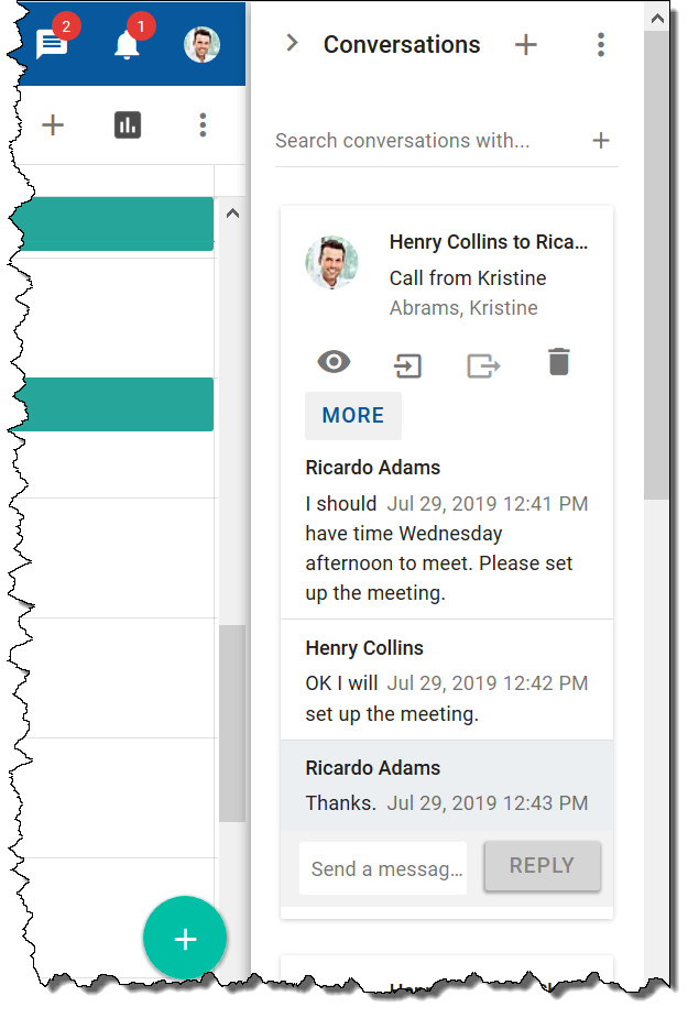 Conversation example with multiple messages