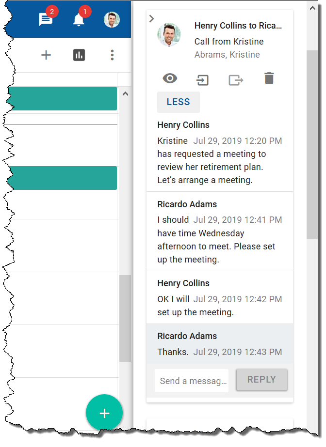 Conversation example after clicking More button