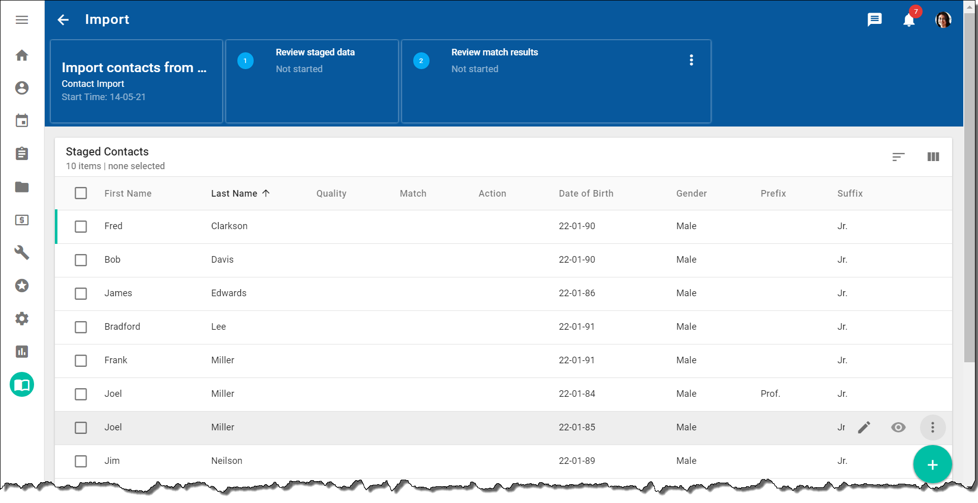 Import detail page