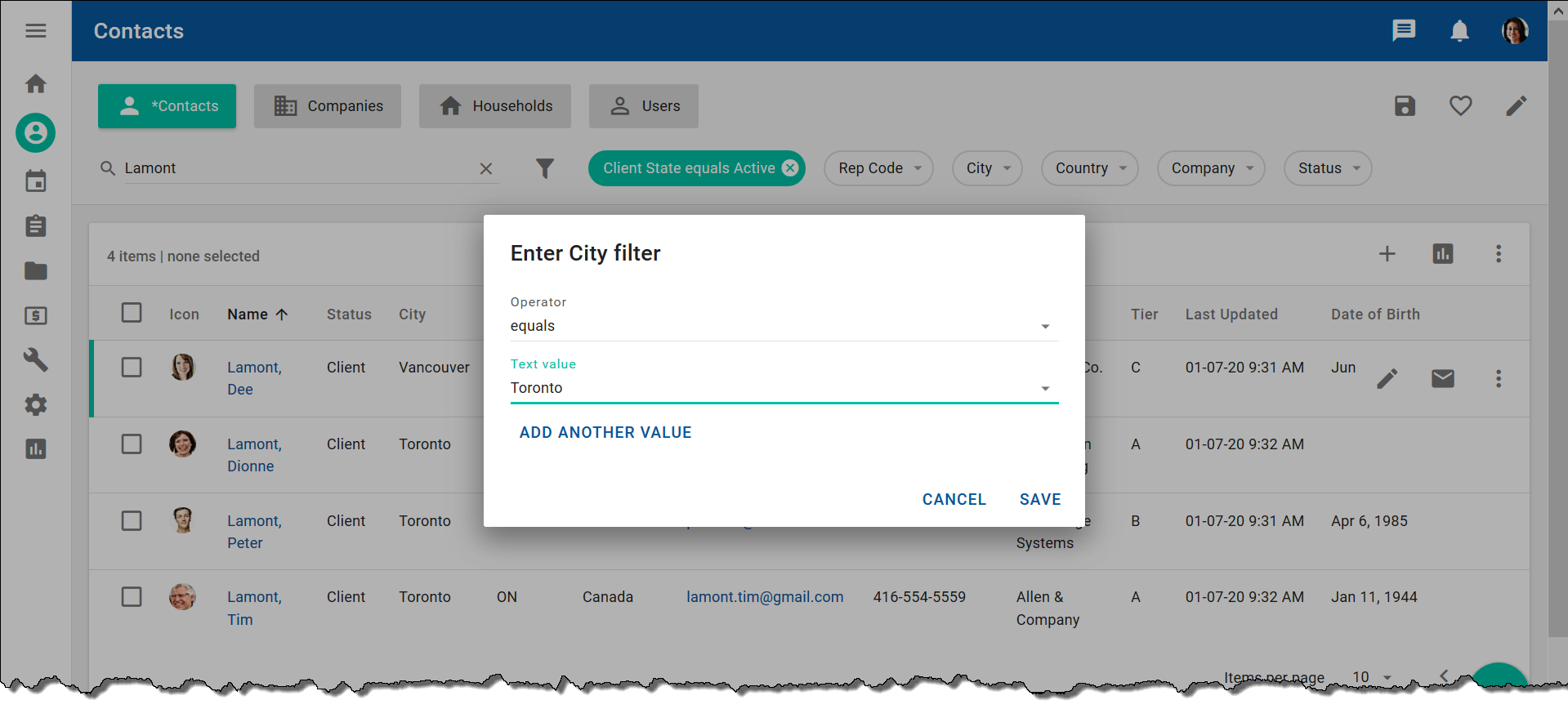 City filter chip example