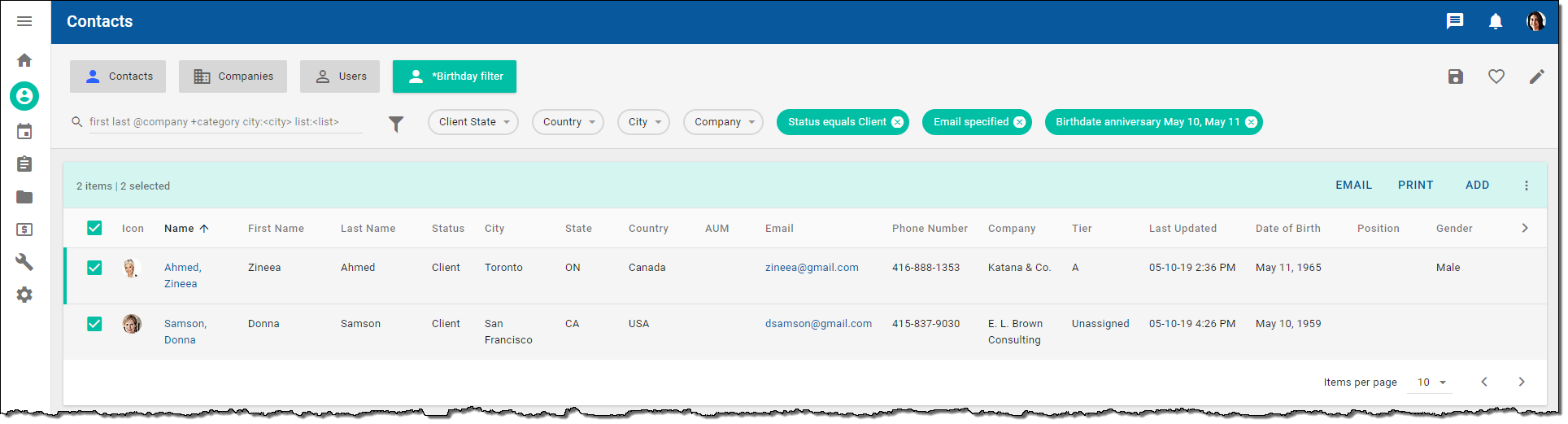 Searching and filtering