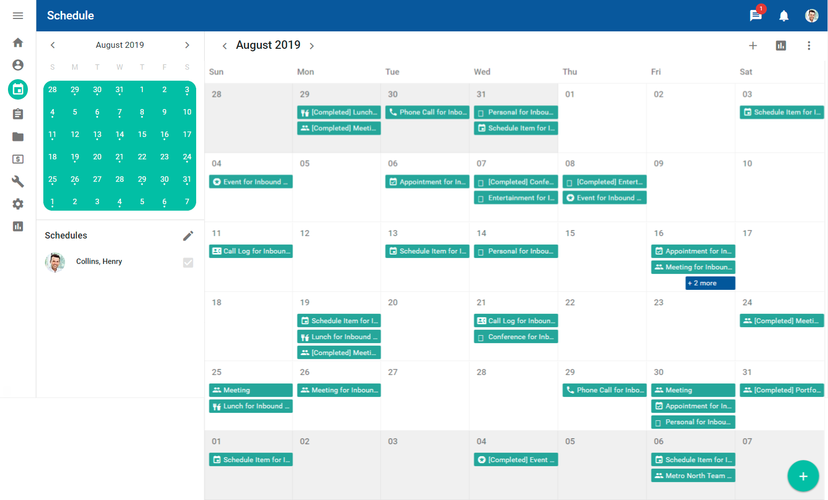 Calendar example with multiple schedule items in a time slot