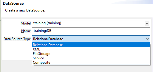 Create a new Data Source dialog