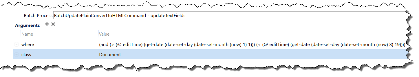 Batch job where and class values example