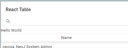 React table with Hello World displayed