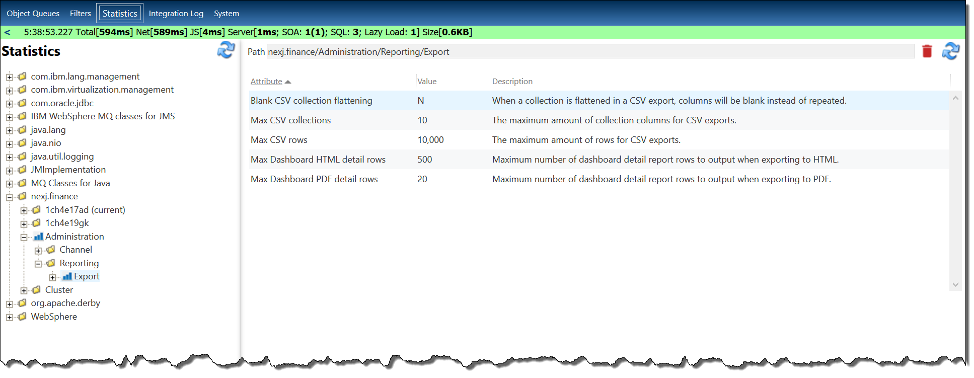 Export attributes