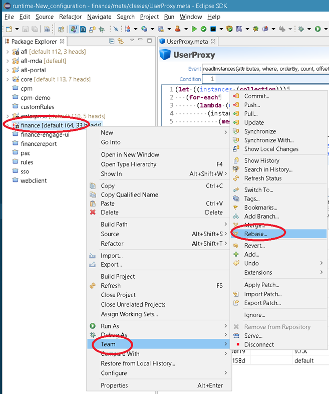 Selecting Rebase