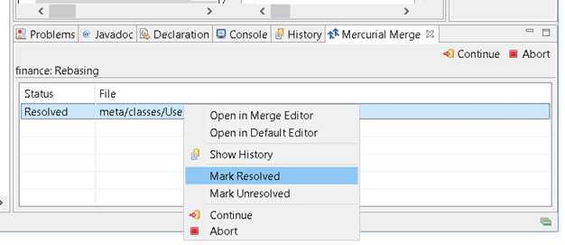 Marking conflicts as resolved