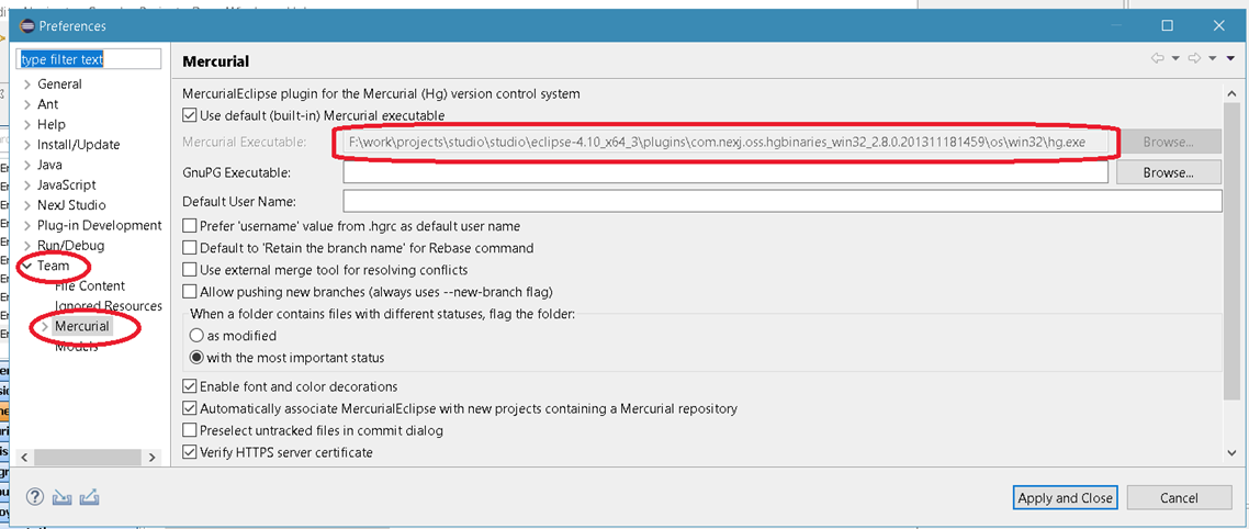 Locating the built-in Mercurial executable