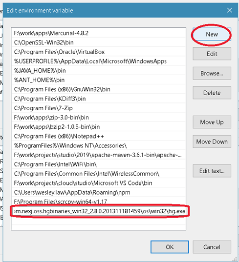 Editing the environment variable