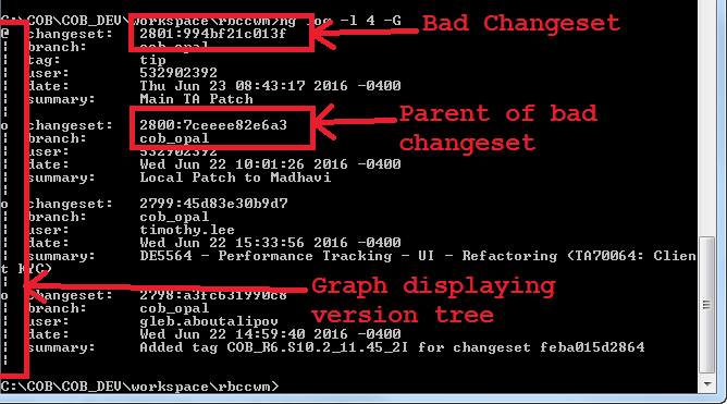 Erroneous changesets log example