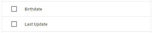 Birthdate and Last Update filter fields