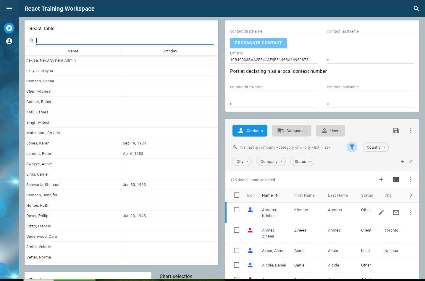 React training workspace