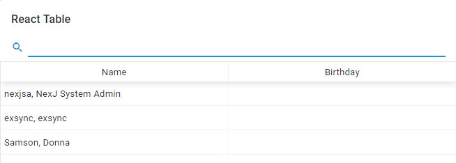 React table