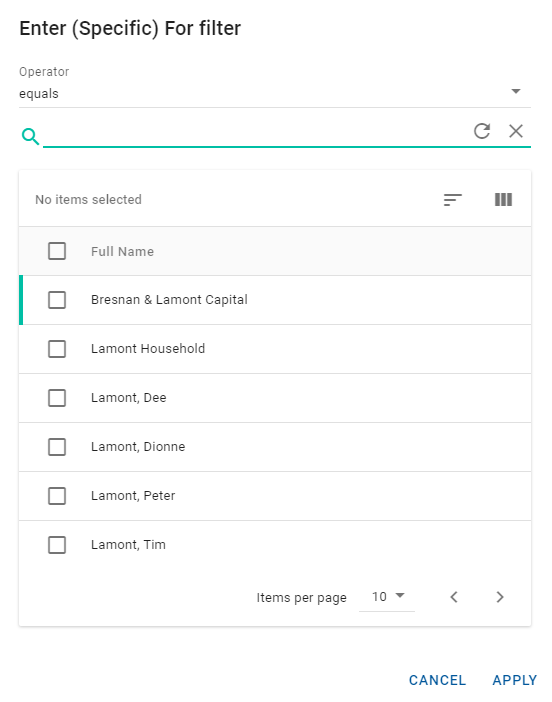 Example of matches for lamont